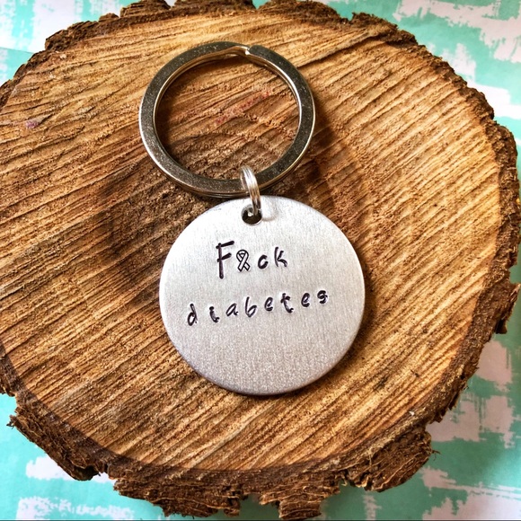 🆕 F*ck Diabetes handstamped Keychain - Picture 3 of 3